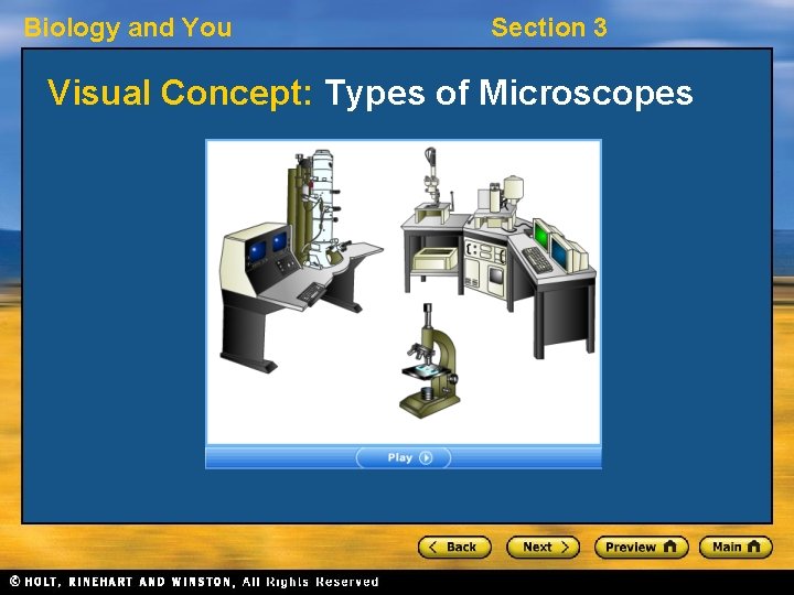 Biology and You Section 3 Visual Concept: Types of Microscopes 