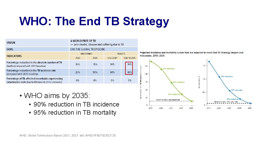 WHO: The End TB Strategy • WHO aims by 2035: • 90% reduction in