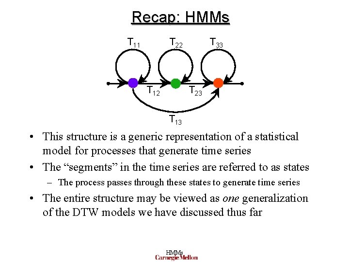 Recap: HMMs T 11 T 22 T 12 T 33 T 23 T 13