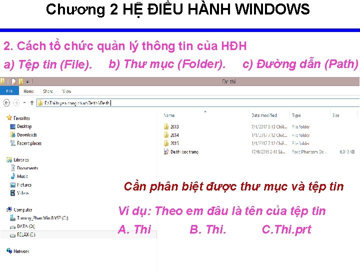 Chương 2 HỆ ĐIỀU HÀNH WINDOWS 2. Cách tổ chức quản lý thông tin