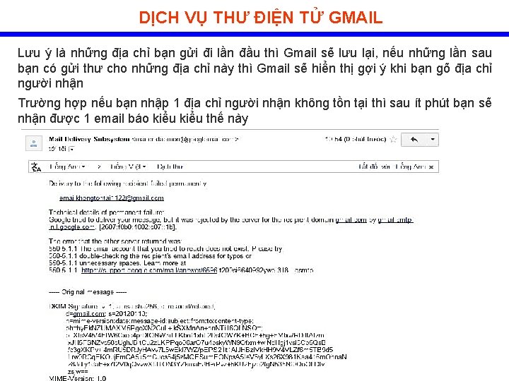 DỊCH VỤ THƯ ĐIỆN TỬ GMAIL Lưu ý là những địa chỉ bạn gửi