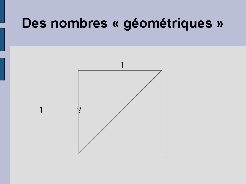 Des nombres « géométriques » 1 1 ? 