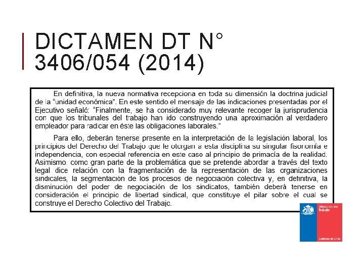 DICTAMEN DT N° 3406/054 (2014) 