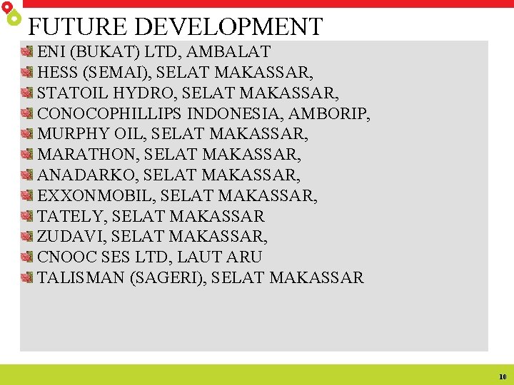 FUTURE DEVELOPMENT ENI (BUKAT) LTD, AMBALAT HESS (SEMAI), SELAT MAKASSAR, STATOIL HYDRO, SELAT MAKASSAR,