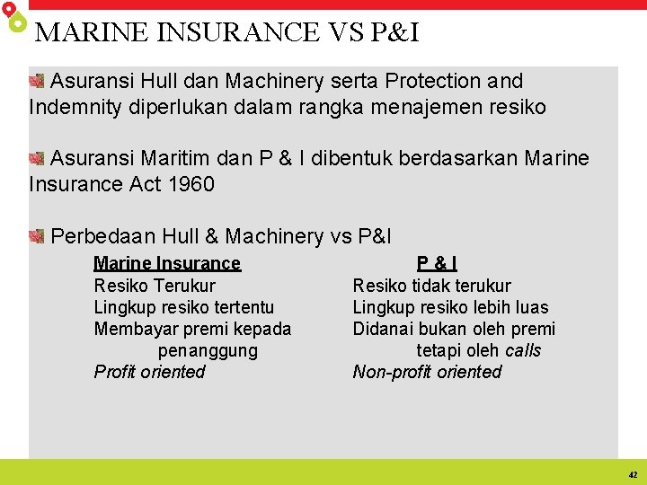 MARINE INSURANCE VS P&I Asuransi Hull dan Machinery serta Protection and Indemnity diperlukan dalam