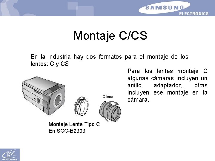 Montaje C/CS En la industria hay dos formatos para el montaje de los lentes: