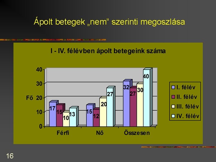 Ápolt betegek „nem” szerinti megoszlása 16 