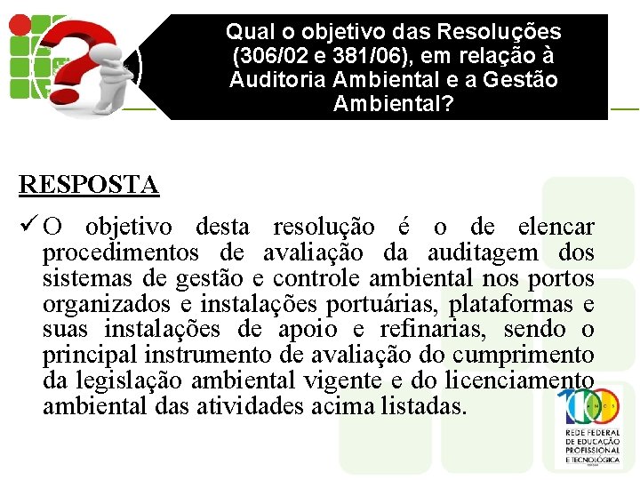 Qual o objetivo das Resoluções (306/02 e 381/06), em relação à Auditoria Ambiental e