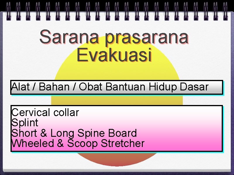 Sarana prasarana Evakuasi Alat / Bahan / Obat Bantuan Hidup Dasar Cervical collar Splint