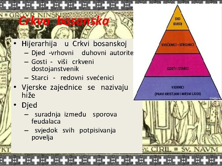 Crkva bosanska • Hijerarhija u Crkvi bosanskoj – Djed -vrhovni duhovni autoritet – Gosti Crkva bosanska • Hijerarhija u Crkvi bosanskoj – Djed -vrhovni duhovni autoritet – Gosti