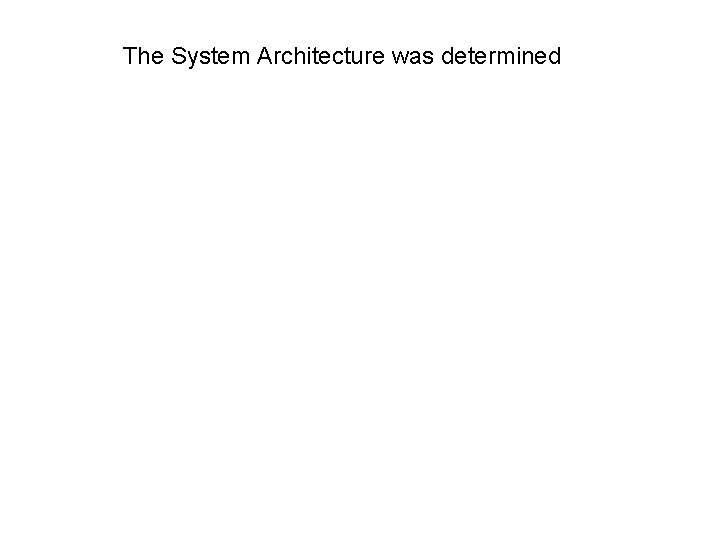The System Architecture was determined 