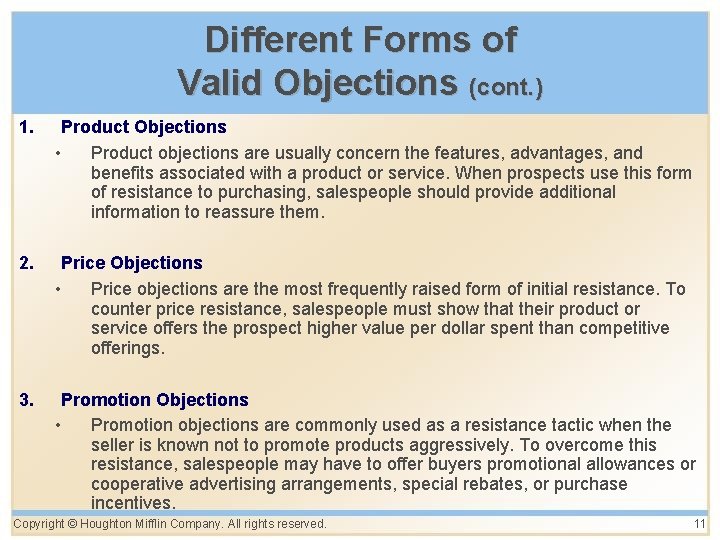 Different Forms of Valid Objections (cont. ) 1. Product Objections • Product objections are Different Forms of Valid Objections (cont. ) 1. Product Objections • Product objections are