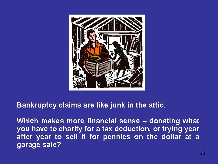 Bankruptcy claims are like junk in the attic. Which makes more financial sense –