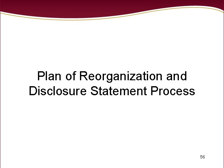 Plan of Reorganization and Disclosure Statement Process 56 