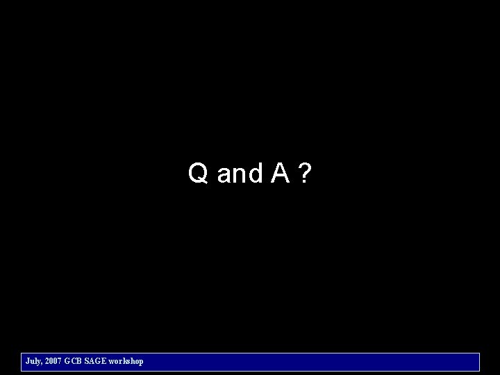 Q and A ? July, 2007 GCB SAGE workshop 