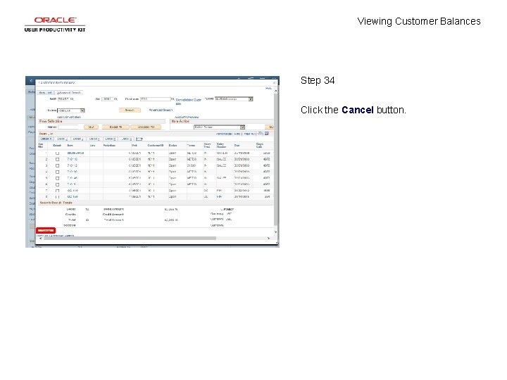 Viewing Customer Balances Step 34 Click the Cancel button. 