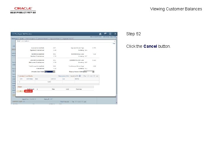 Viewing Customer Balances Step 52 Click the Cancel button. 