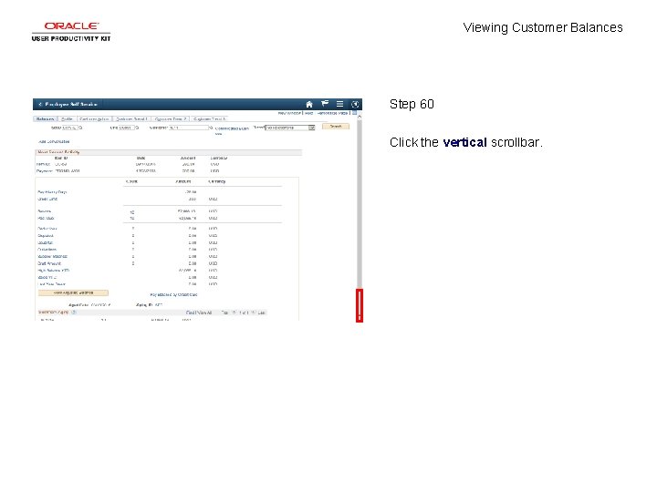 Viewing Customer Balances Step 60 Click the vertical scrollbar. 