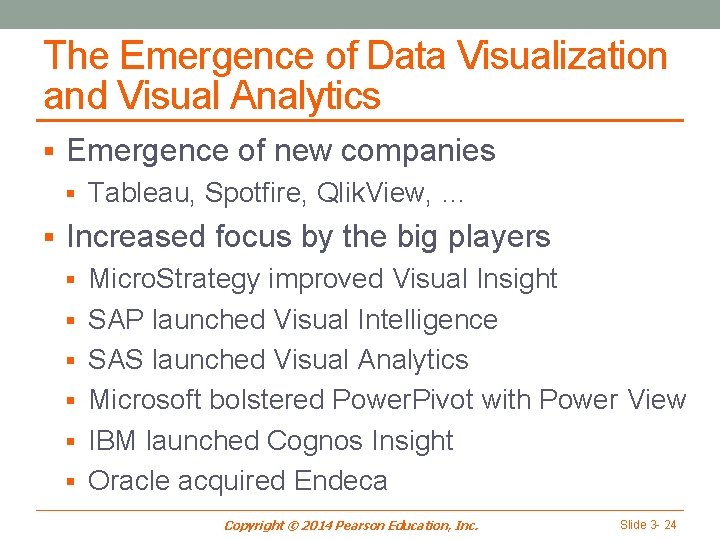 The Emergence of Data Visualization and Visual Analytics § Emergence of new companies §