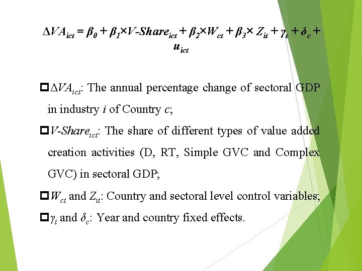 ΔVAict = β 0 + β 1×V-Shareict + β 2×Wct + β 3× Zit