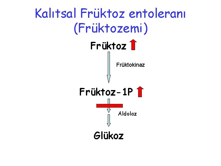 Kalıtsal Früktoz entoleranı (Früktozemi) Früktoz Früktokinaz Früktoz-1 P Aldolaz Glükoz 
