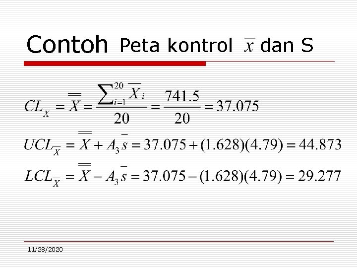 Contoh Peta kontrol 11/28/2020 dan S 