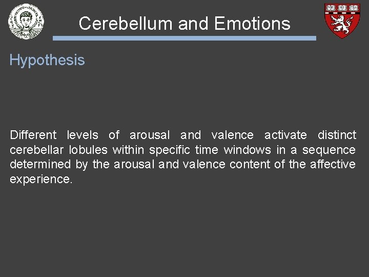 Cerebellum and Emotions Hypothesis Different levels of arousal and valence activate distinct cerebellar lobules