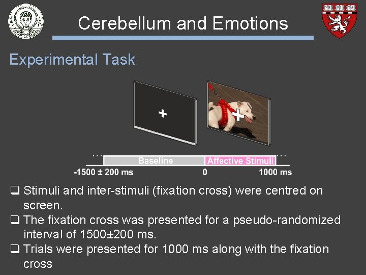 Cerebellum and Emotions Experimental Task q Stimuli and inter-stimuli (fixation cross) were centred on