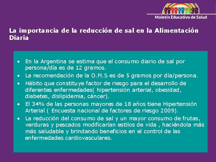 La importancia de la reducción de sal en la Alimentación Diaria • En la