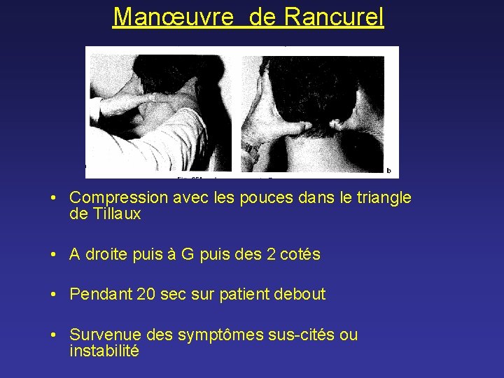 Manœuvre de Rancurel • Compression avec les pouces dans le triangle de Tillaux •