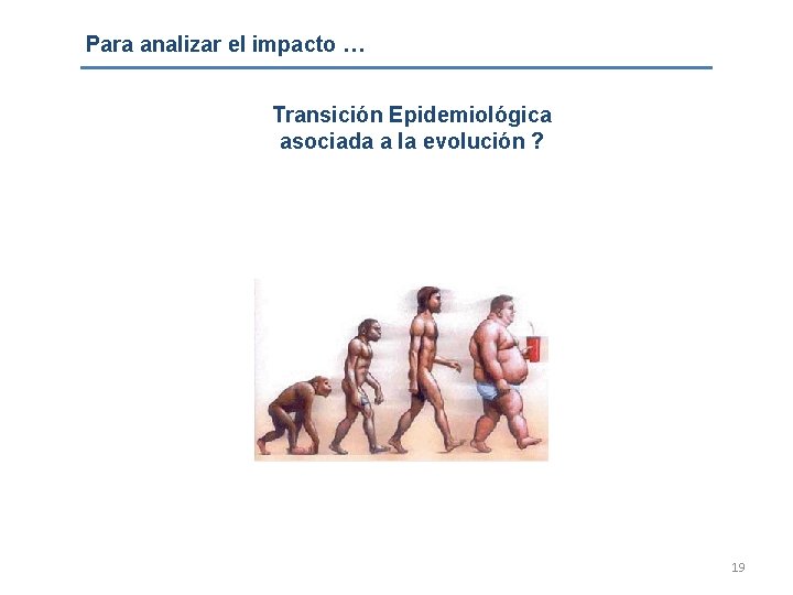 Para analizar el impacto … Transición Epidemiológica asociada a la evolución ? 19 