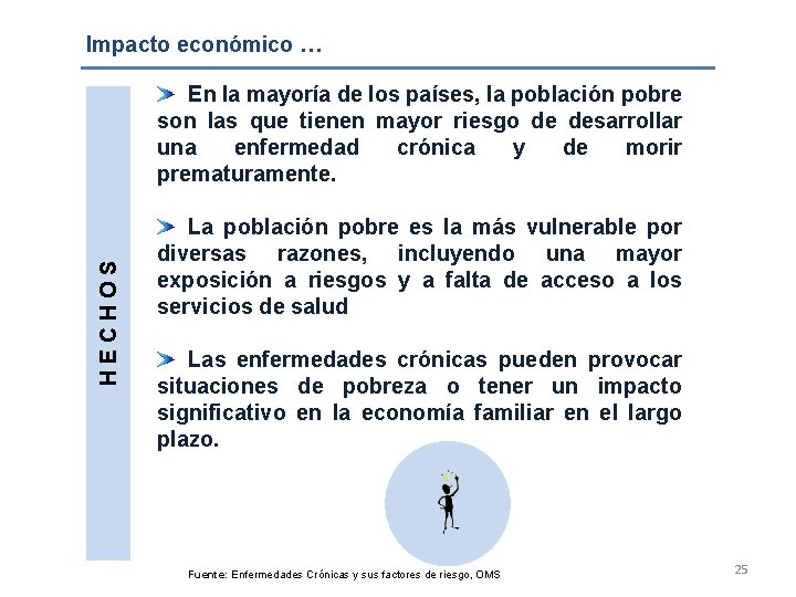 Impacto económico … HECHOS En la mayoría de los países, la población pobre son