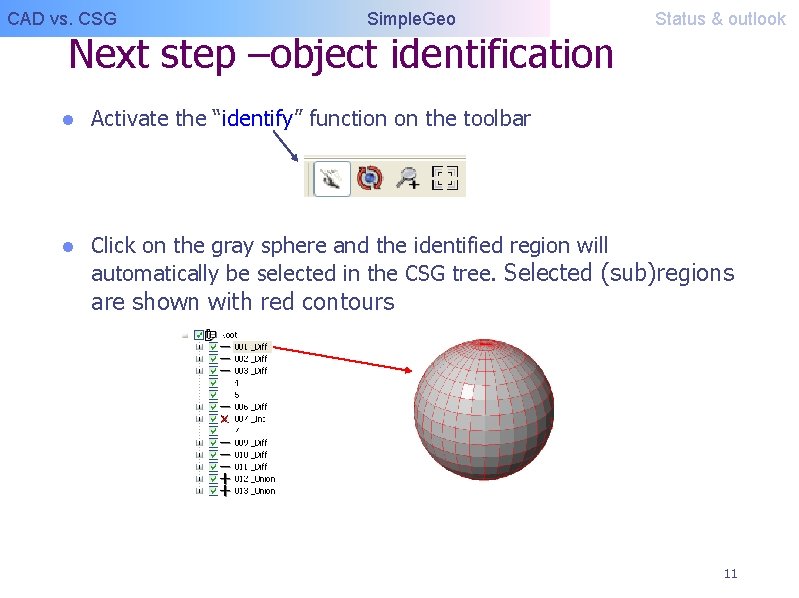 CAD vs. CSG Simple. Geo Next step –object identification Status & outlook l Activate