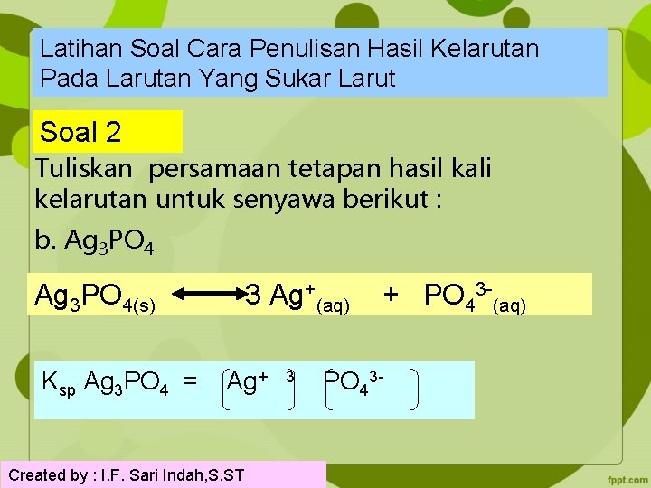 Latihan Soal Cara Penulisan Hasil Kelarutan Pada Larutan Yang Sukar Larut Soal 2 Tuliskan