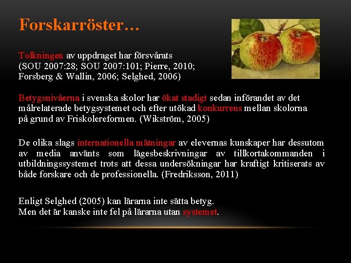 Forskarröster… Tolkningen av uppdraget har försvårats (SOU 2007: 28; SOU 2007: 101; Pierre, 2010;