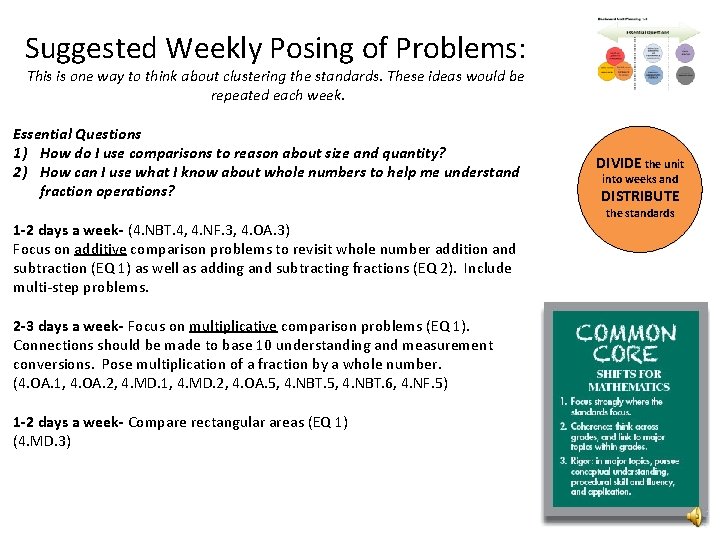 Suggested Weekly Posing of Problems: This is one way to think about clustering the