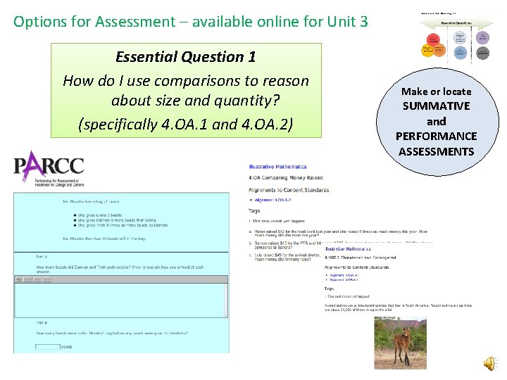 Options for Assessment – available online for Unit 3 Essential Question 1 How do