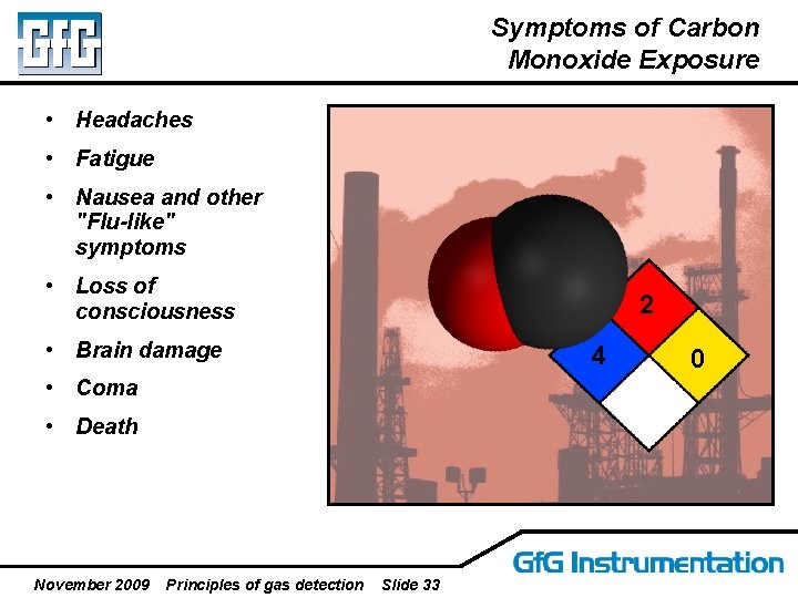 Symptoms of Carbon Monoxide Exposure • Headaches • Fatigue • Nausea and other "Flu-like"