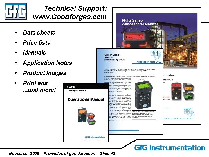 Technical Support: www. Goodforgas. com • Data sheets • Price lists • Manuals •