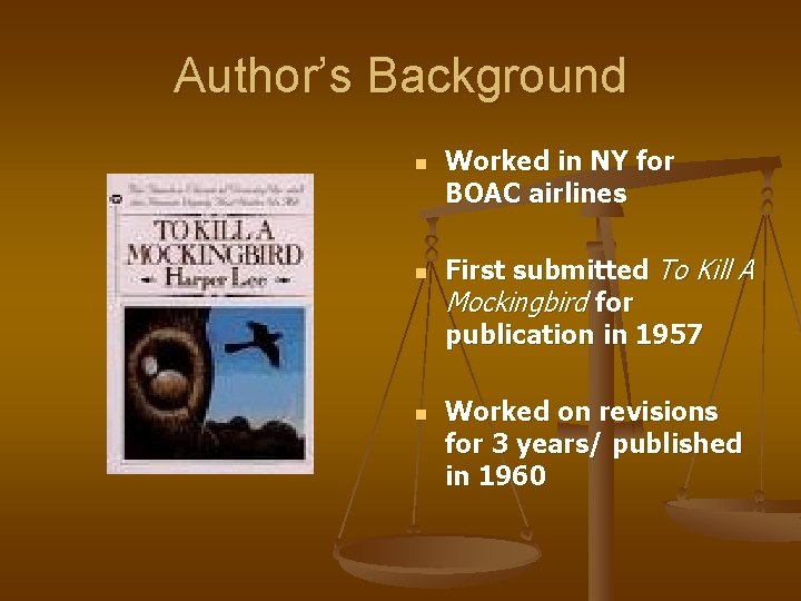 Author’s Background n n n Worked in NY for BOAC airlines First submitted To