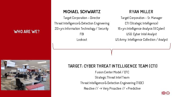 WHO ARE WE? MICHAEL SCHWARTZ RYAN MILLER Target Corporation – Director Target Corporation -
