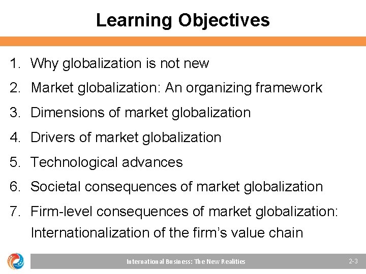 Learning Objectives 1. Why globalization is not new 2. Market globalization: An organizing framework