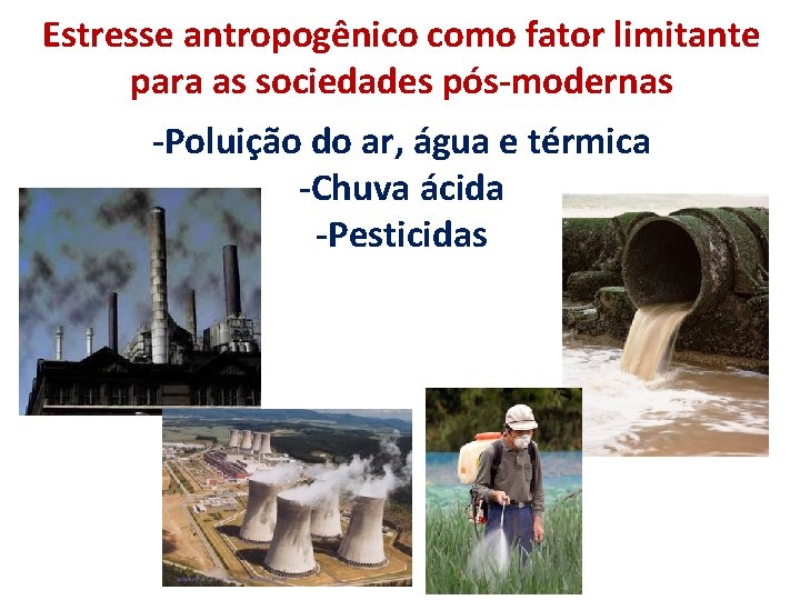 Estresse antropogênico como fator limitante para as sociedades pós-modernas -Poluição do ar, água e
