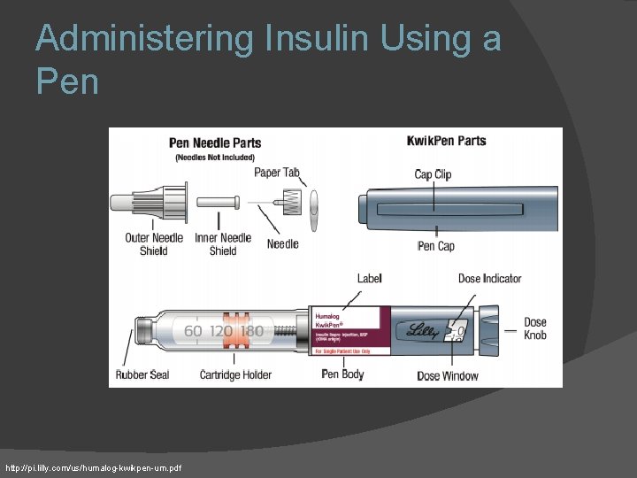 Administering Insulin Using a Pen http: //pi. lilly. com/us/humalog-kwikpen-um. pdf 