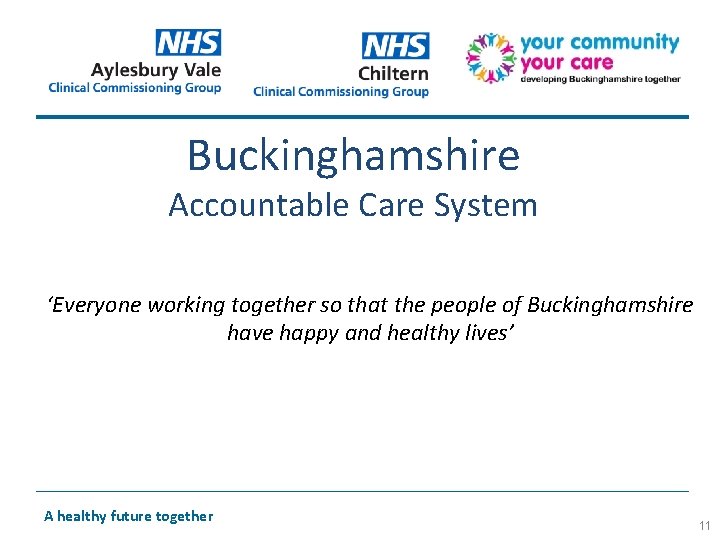 Buckinghamshire Accountable Care System ‘Everyone working together so that the people of Buckinghamshire have