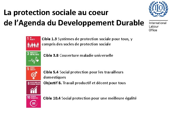 La protection sociale au coeur de l’Agenda du Developpement Durable Cible 1. 3 Systèmes