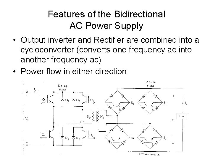 Features of the Bidirectional AC Power Supply • Output inverter and Rectifier are combined