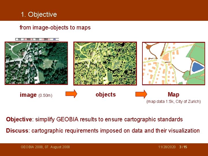1. Objective from image-objects to maps image (0. 50 m) objects Map (map data