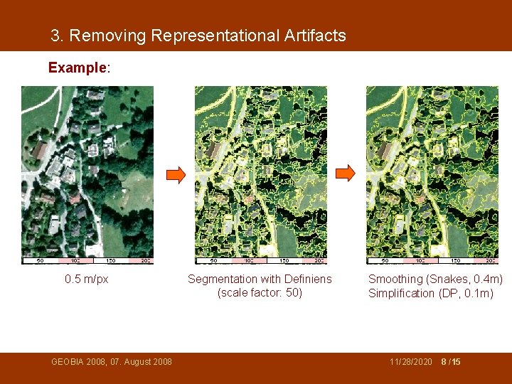 3. Removing Representational Artifacts Example: 0. 5 m/px GEOBIA 2008, 07. August 2008 Segmentation
