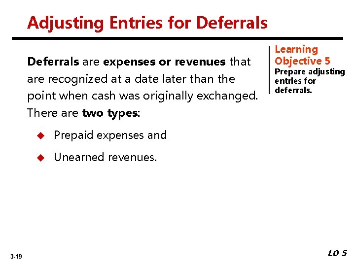 Adjusting Entries for Deferrals are expenses or revenues that are recognized at a date